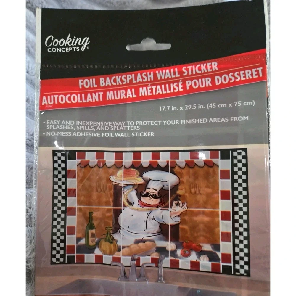 Cooking‎ Concepts Foil Backsplash Wall Sticker Decal Chef Italy Pizzeria NIP!